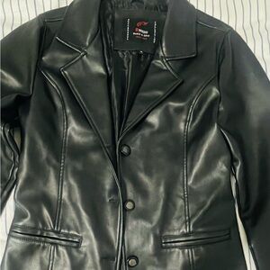 RROSSO Black and Gold Italian Black leather jacket Women's M